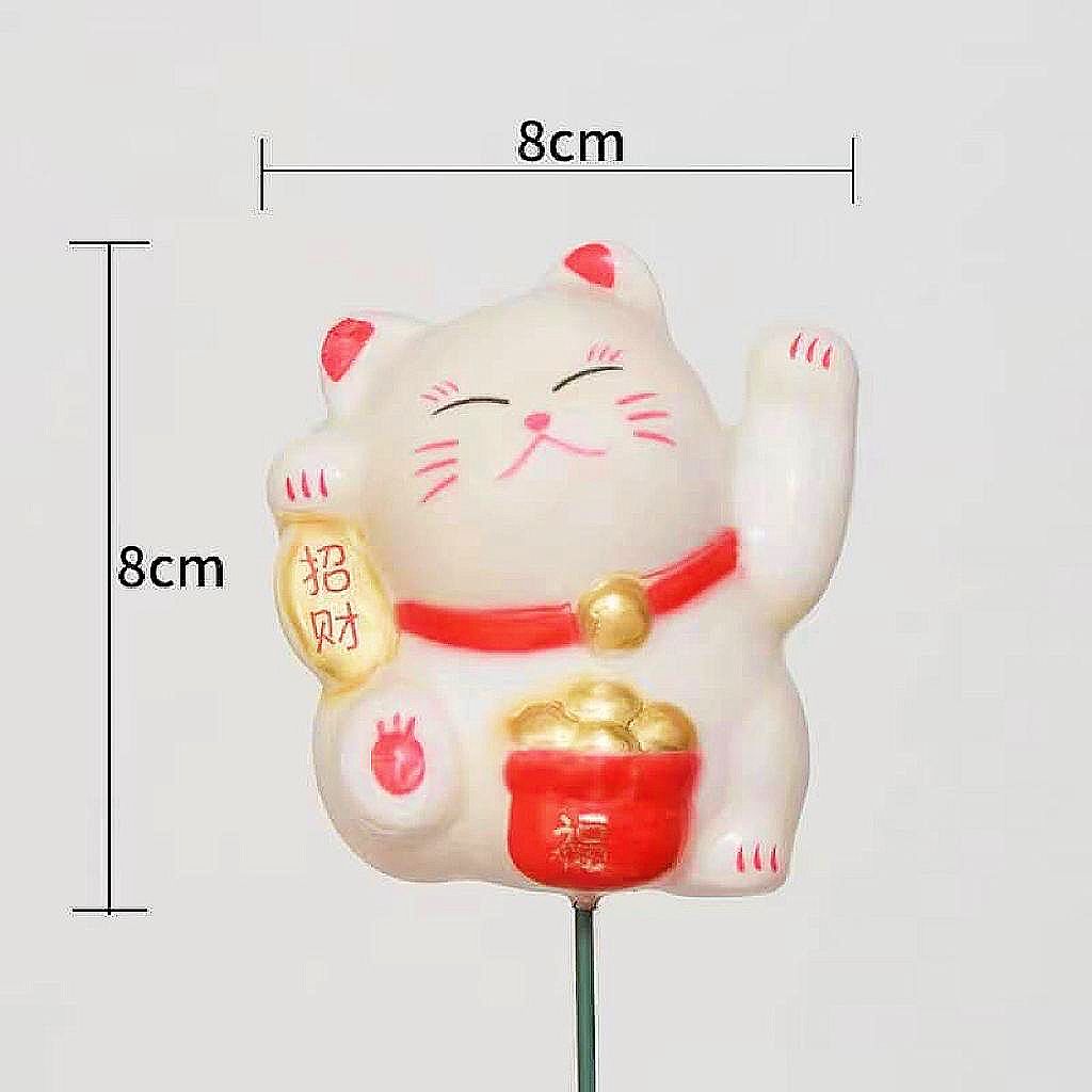 Fortune Cat 8x8cm 招财猫 6Pcs/PKT-White | Decor & Handcraft