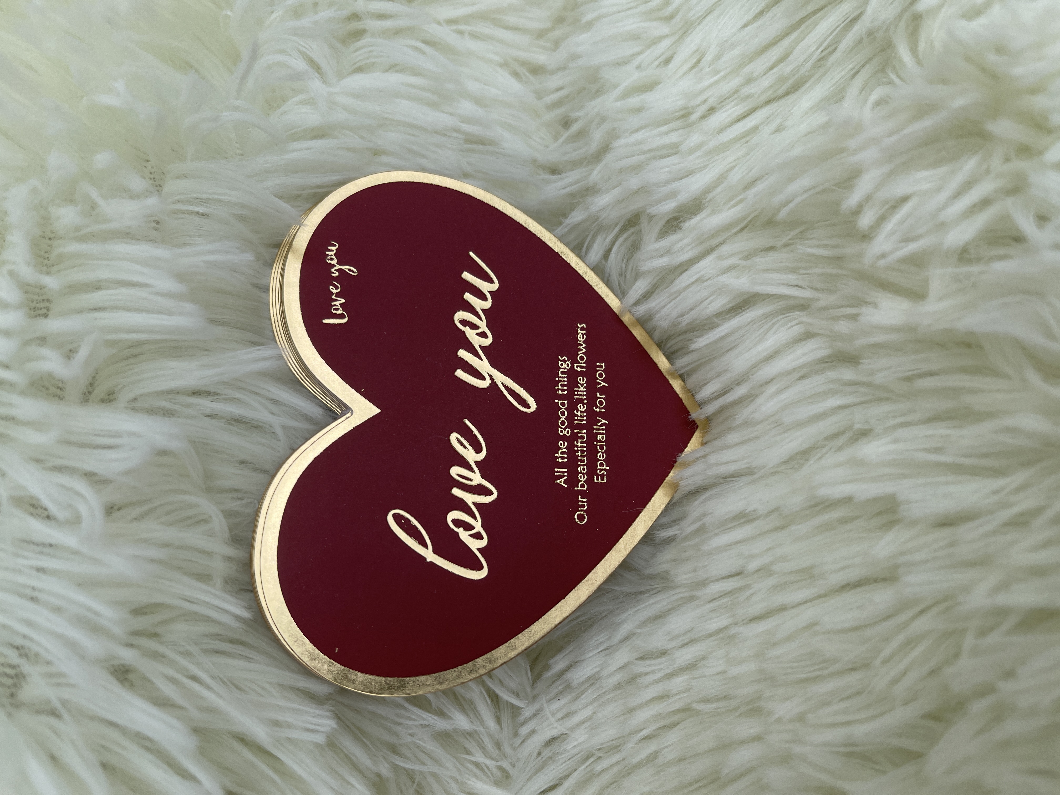 Hot Stamping Gift Card (Heart-shaped) 10Pcs  烫金爱心卡片 Love You | Decorative Accessories