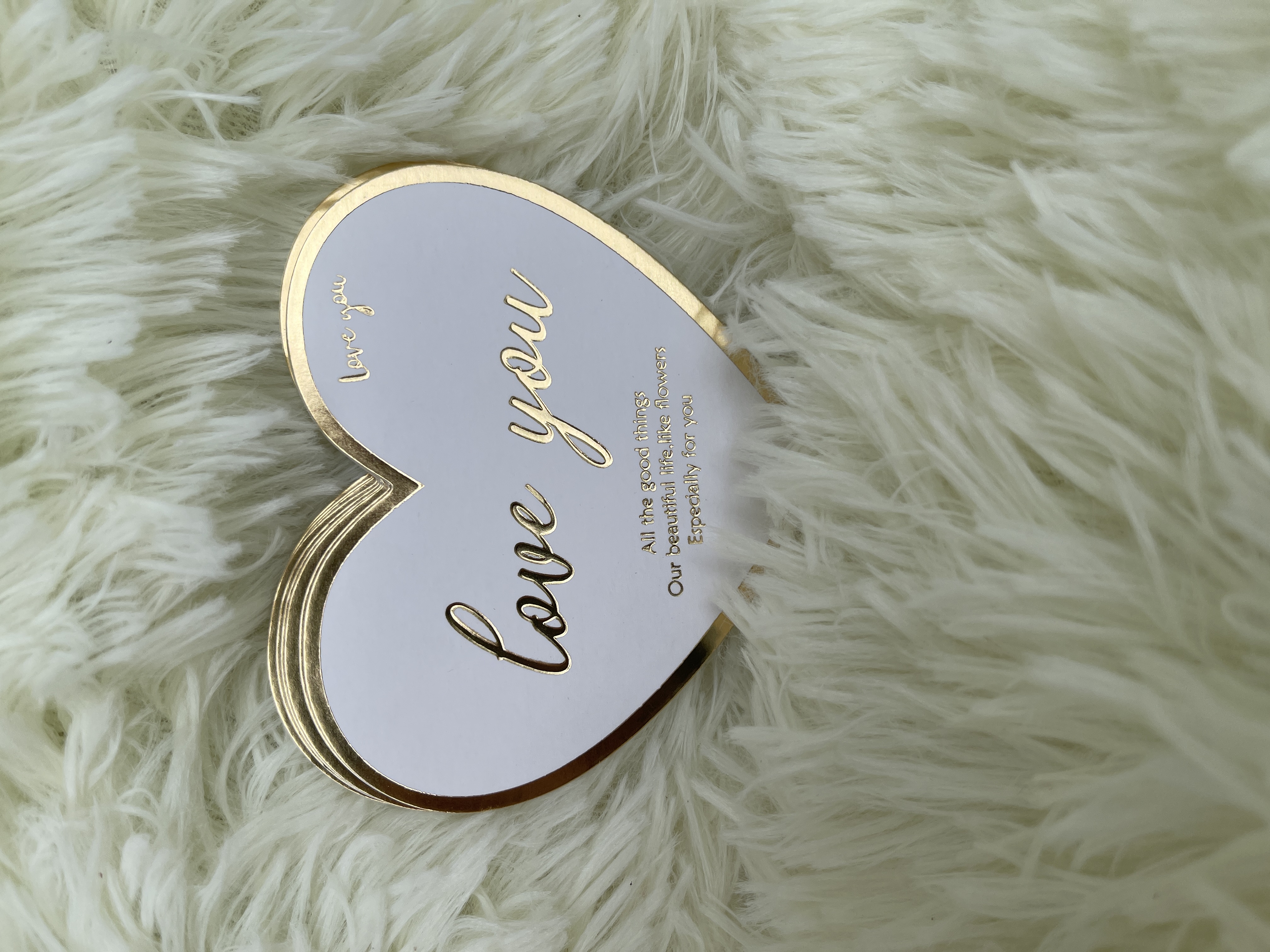 Hot Stamping Gift Card (Heart-shaped) 10Pcs  烫金爱心卡片 Love You | Decorative Accessories