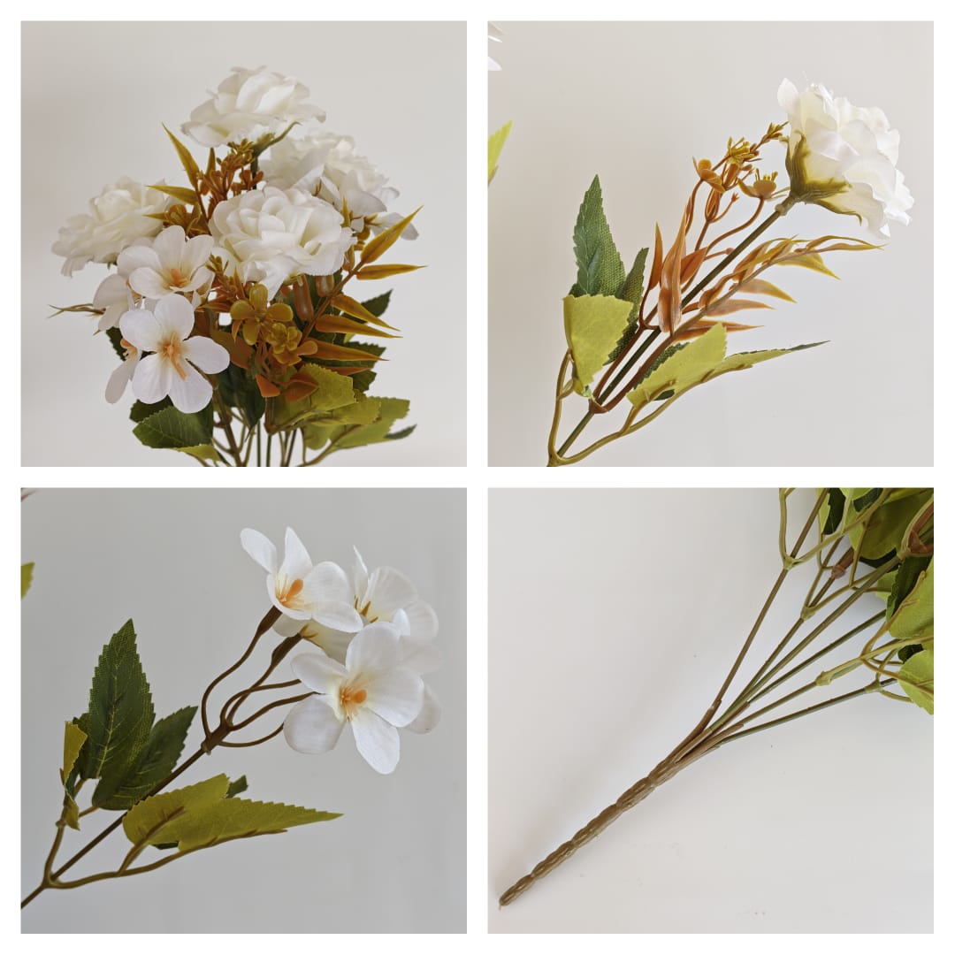 Dry Rose & Geranium x 6 (35cm) | Short Flowers