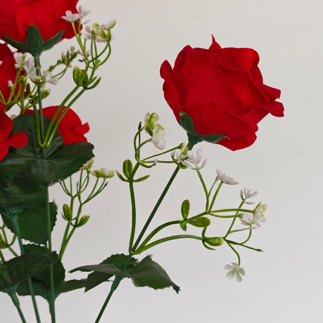 Velvet Rose x 5 (37cm)-Red | Short Flowers