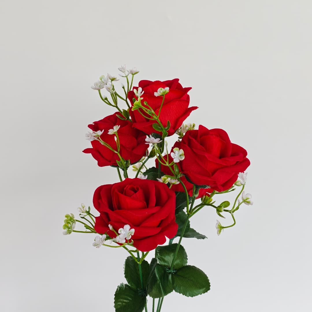 Velvet Rose x 5 (37cm)-Red | Short Flowers