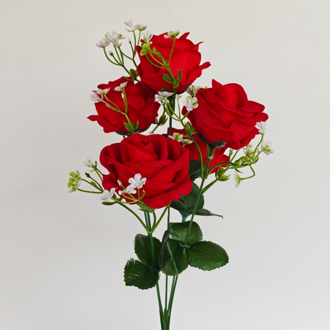 Velvet Rose x 5 (37cm)-Red | Short Flowers
