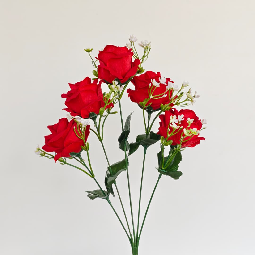 Velvet Rose x 5 (37cm)-Red | Short Flowers
