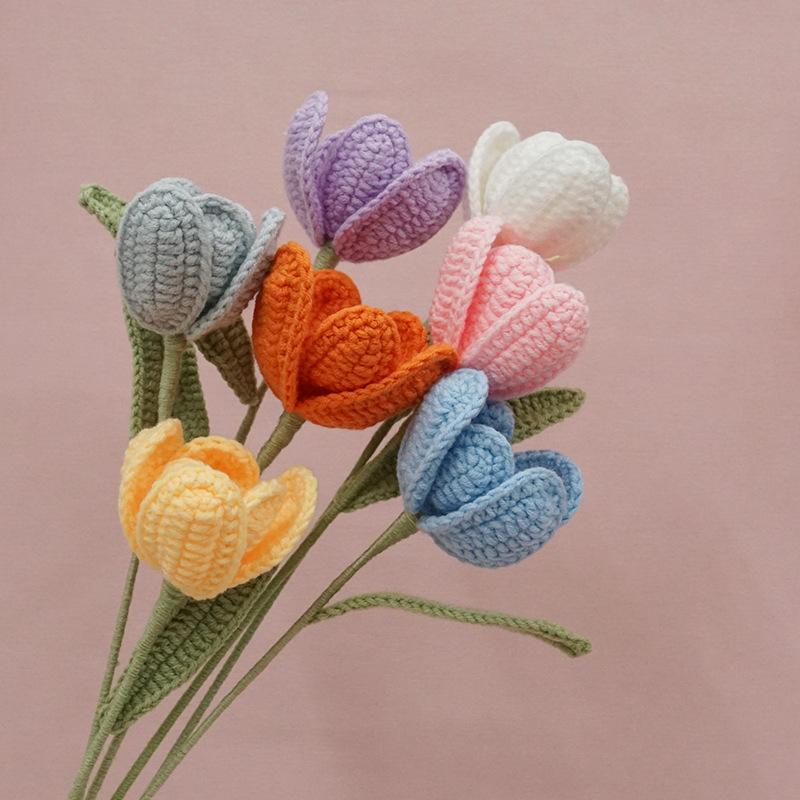 Crochet Tulip Blossom (6Pcs) 41cm | Short Flowers