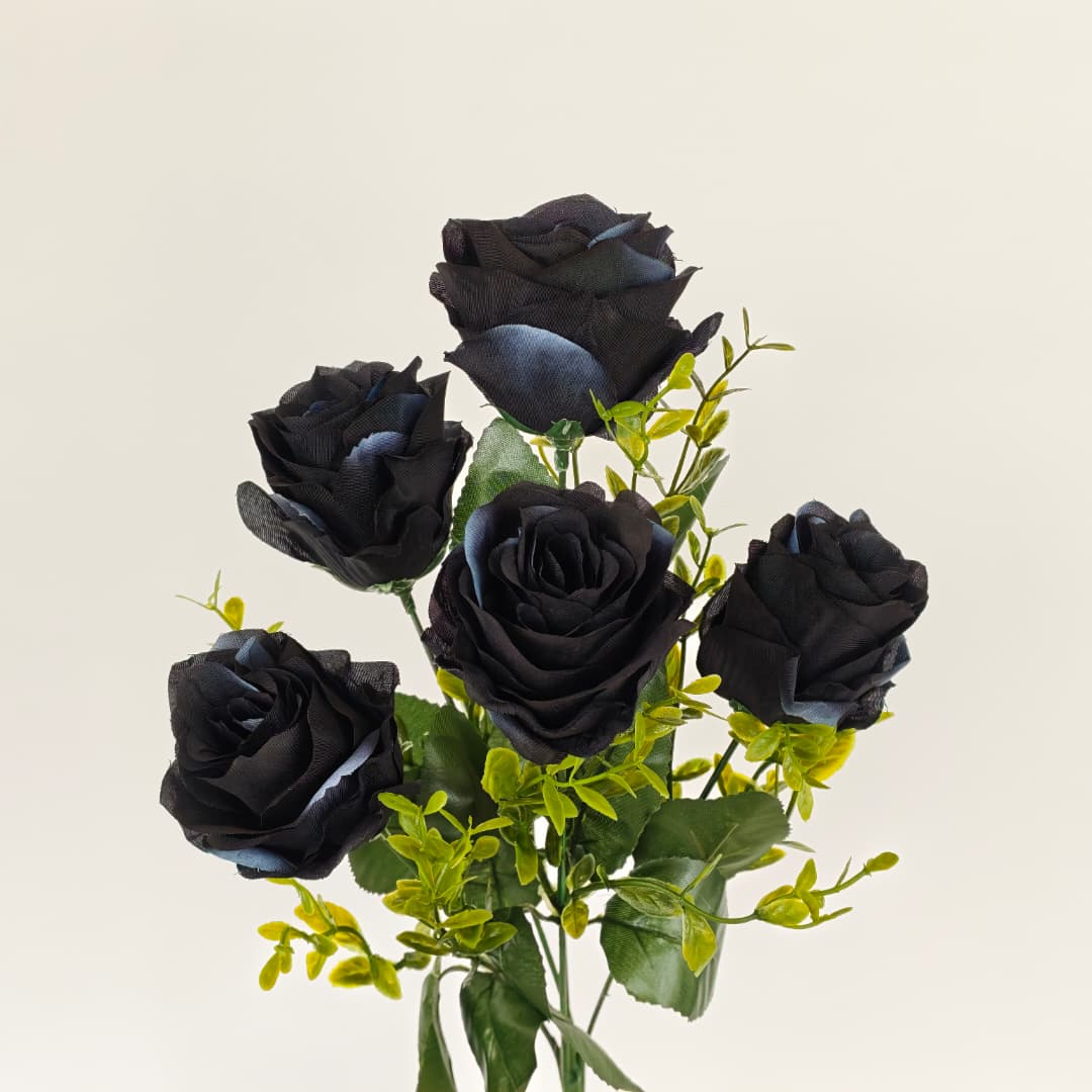 5 Heads Semi Open Rose (39cm) | Short Flowers
