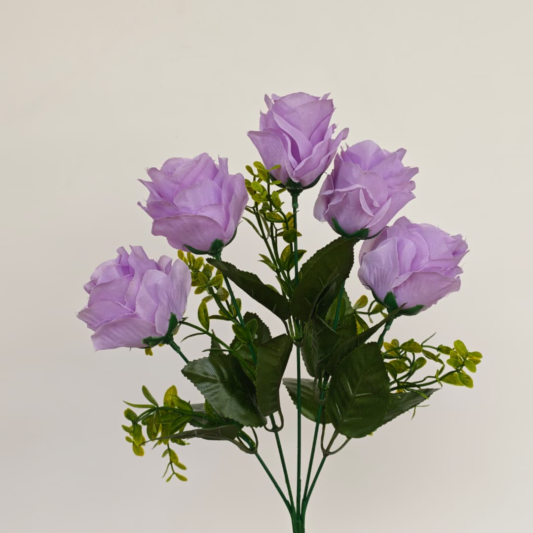 5 Heads Semi Open Rose (39cm) | Short Flowers