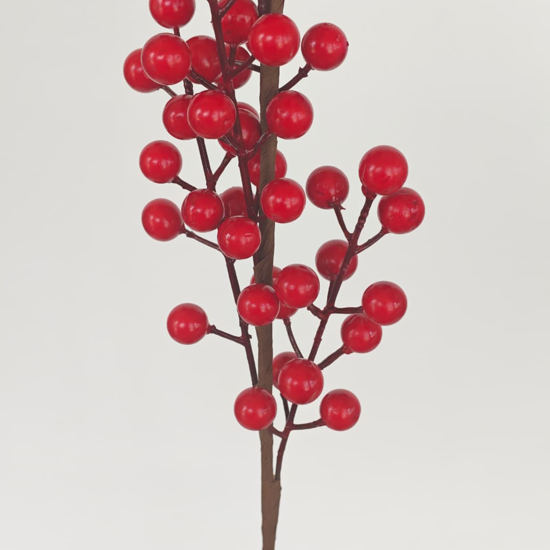 6 Heads Fortune Fruit H60cm (Red berry) 发财果 6叉-Red | Flowers & Greenery
