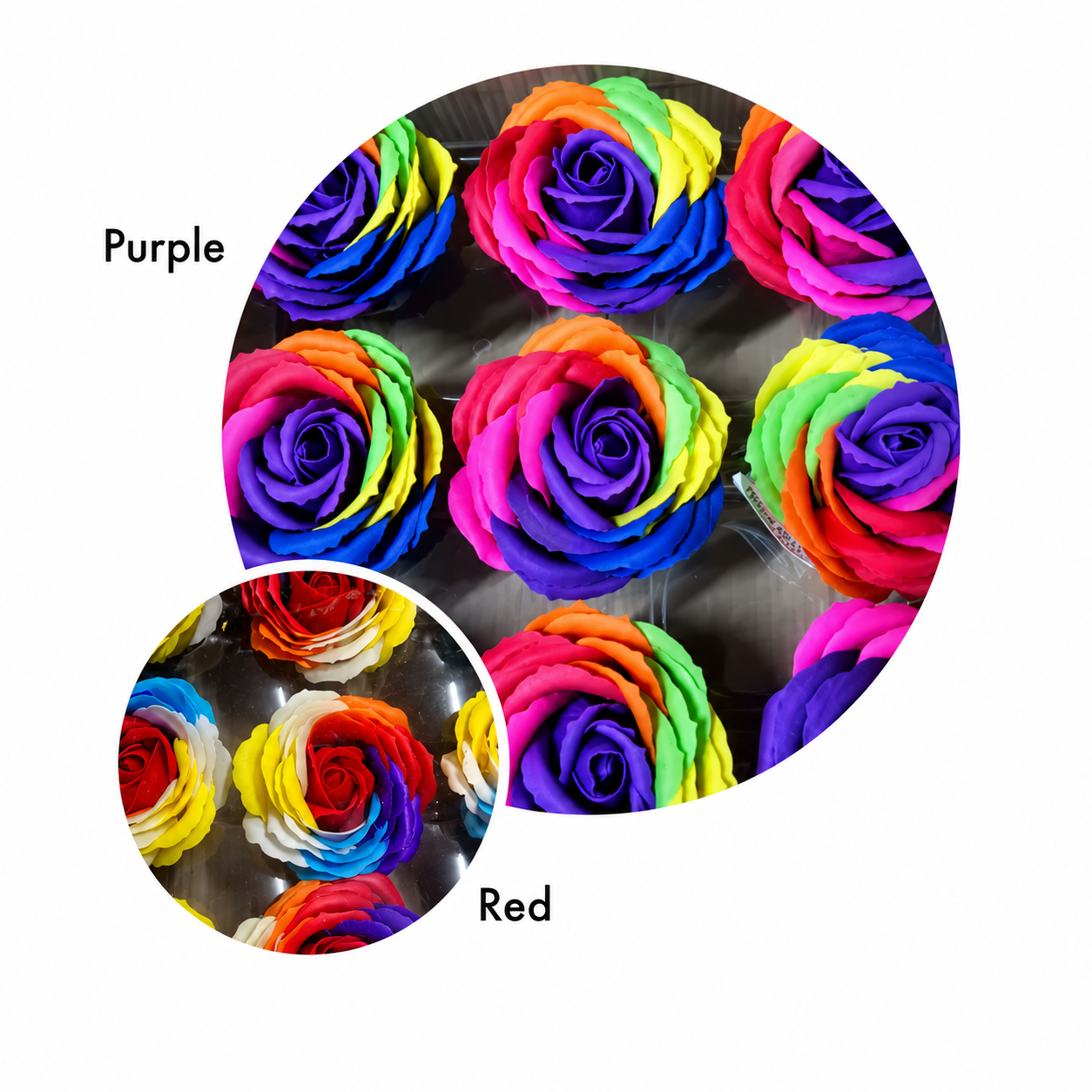 Rose Soap-The Heart of Purple/Red (9Pcs) 七彩玫瑰  | Soap Flowers