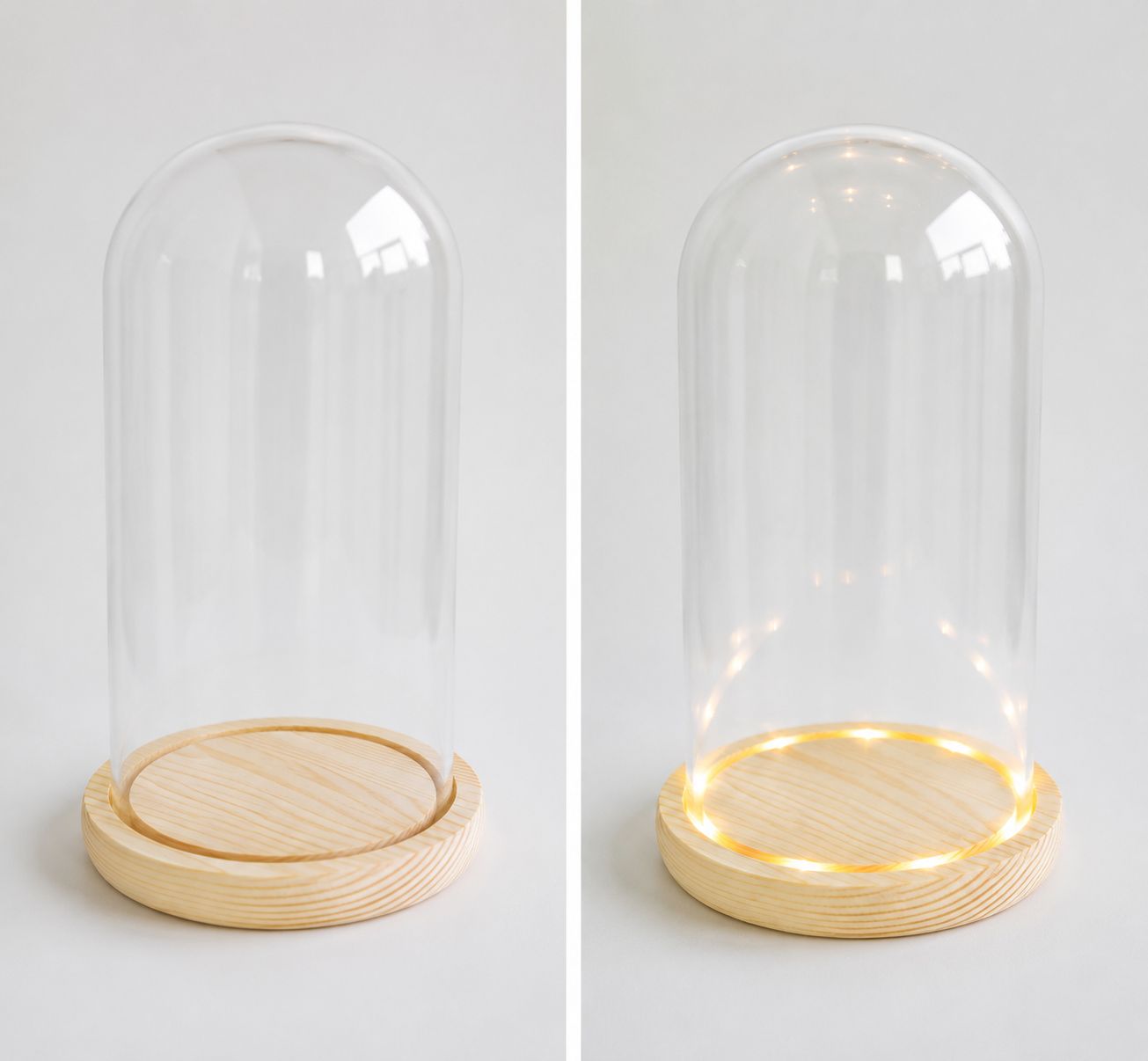 Eternal Flower Glass Dome with White LED Light (9*12cm) LED 灯永生花罩 白灯-Clear | Gift & Plush