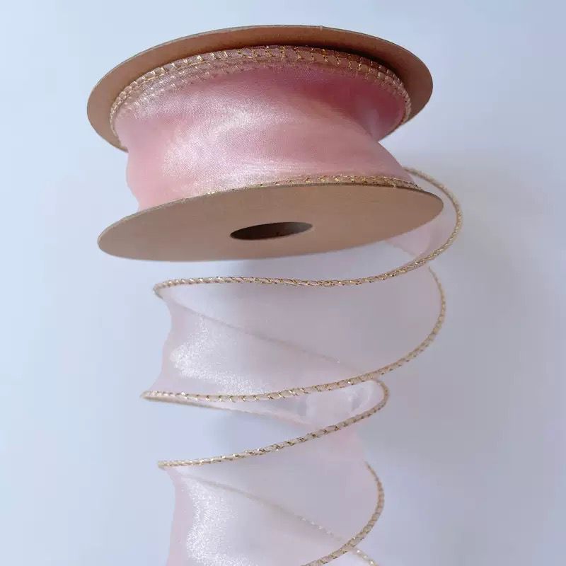 Fish Tail Organza Ribbon with Gold Edges (4.5cmx10Y) 金边鱼尾纱带  | Ribbons