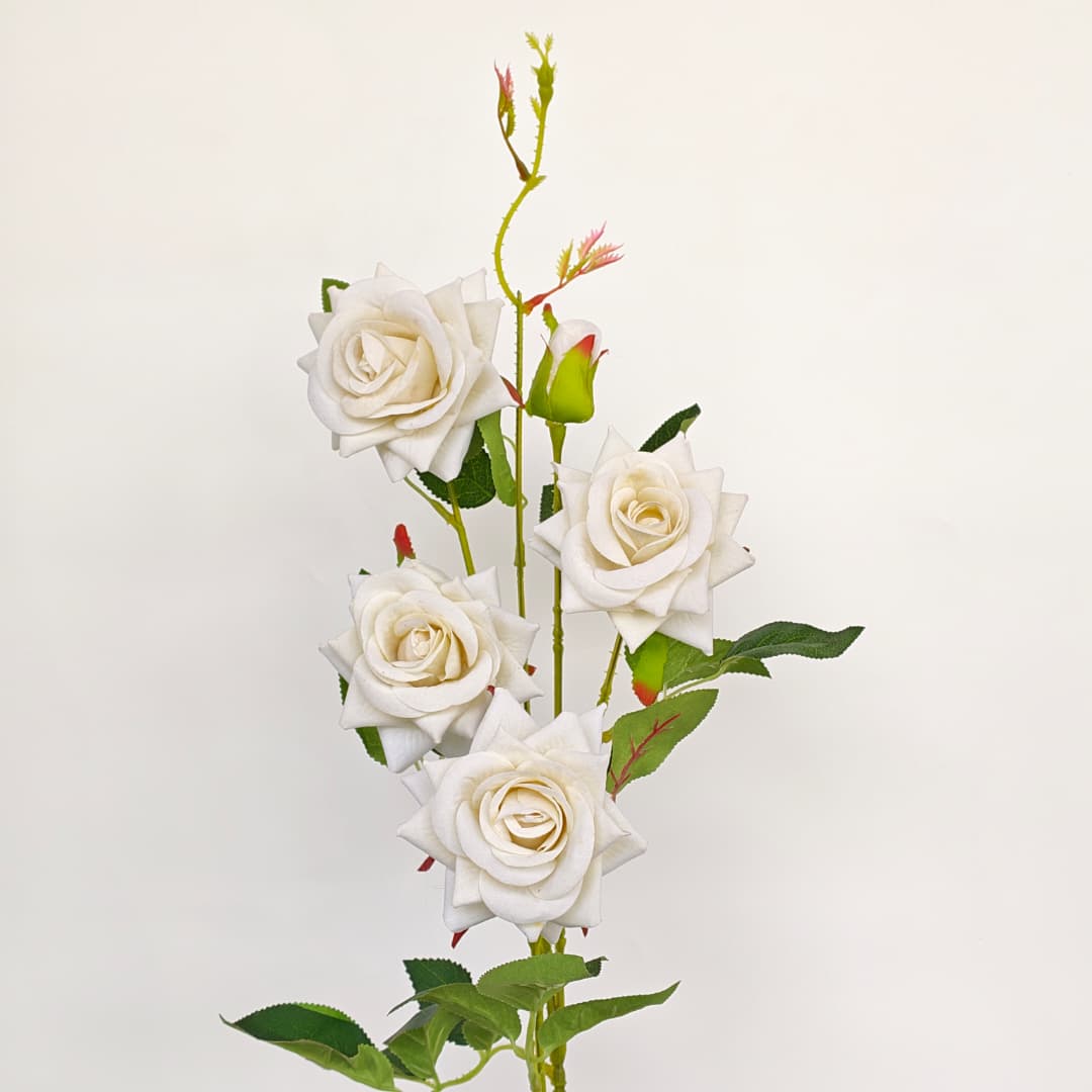 4 Heads Rose flower 玫瑰花-Cream (92cm) | Tall Flowers