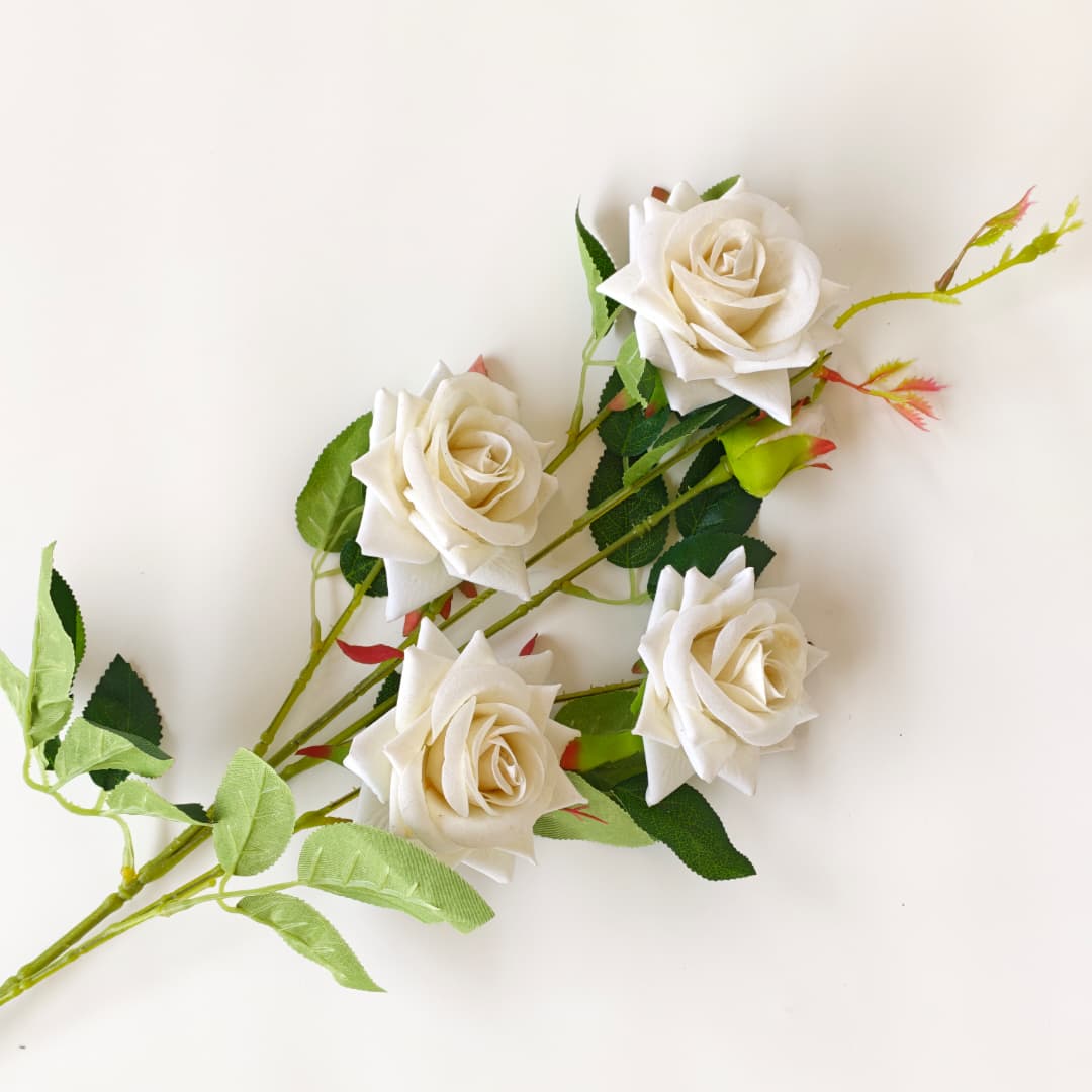 4 Heads Rose flower 玫瑰花-Cream (92cm) | Tall Flowers