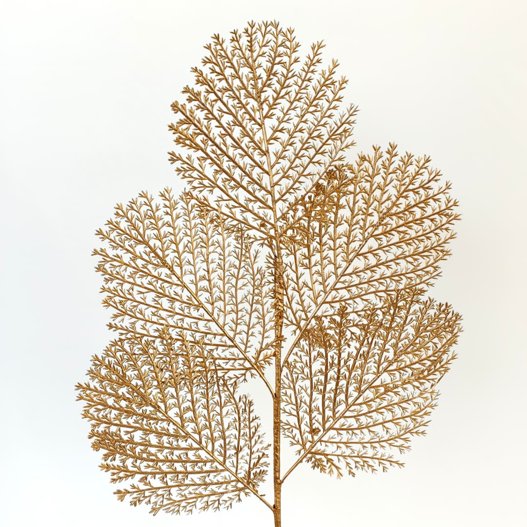 5 Heads Gold Leaf (Point) 52cm 金色-Gold | Flowers & Greenery